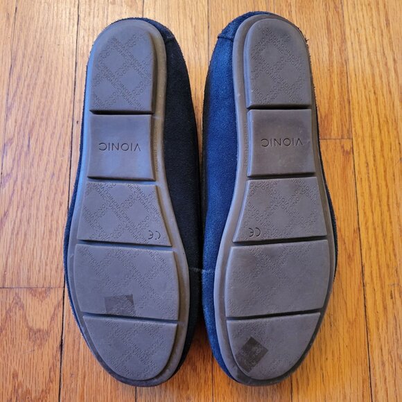 Vionic DEBBIE Leather Suede Loafers 8W Black Comfort Shoes Preppy‎ Twee Academia - Picture 4 of 7